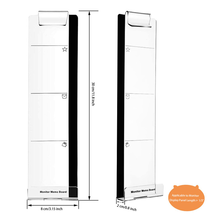 ZUFECY 2pcs Monitor Memo Board, Desk Accessories Sticky Note Computer Side Panel Memo Monitor with Phone Holder, Suitable for Home Office Desk