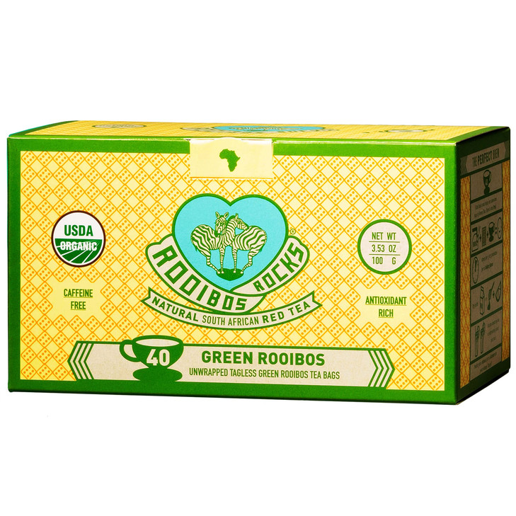Organic Green Rooibos Tea Bags - 40 Rooibos Green Tea Bags  Naturally Sweet Herbal Tea Rich in Antioxidants  Kid & Pregnancy Safe Tea - USDA Organi