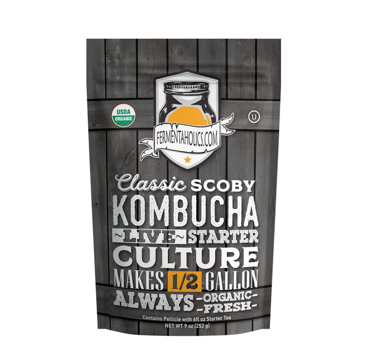 Fermentaholics Kombucha SCOBY - Live Starter Culture  Start A Half Gallon Batch  Six Ounces Of Strong Mature Starter Tea - Brew Your Own Kombucha
