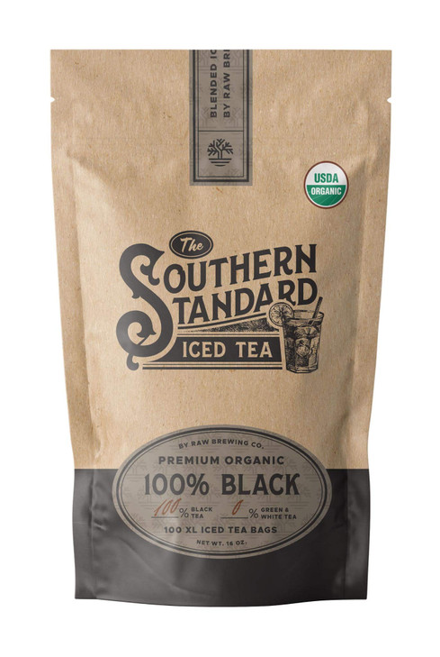 The Southern Standard | Organic Iced Tea Bags  100% Black Tea Blend | No Microplastics | 50 XL Bags (½ lb, Makes 25 Gallons)