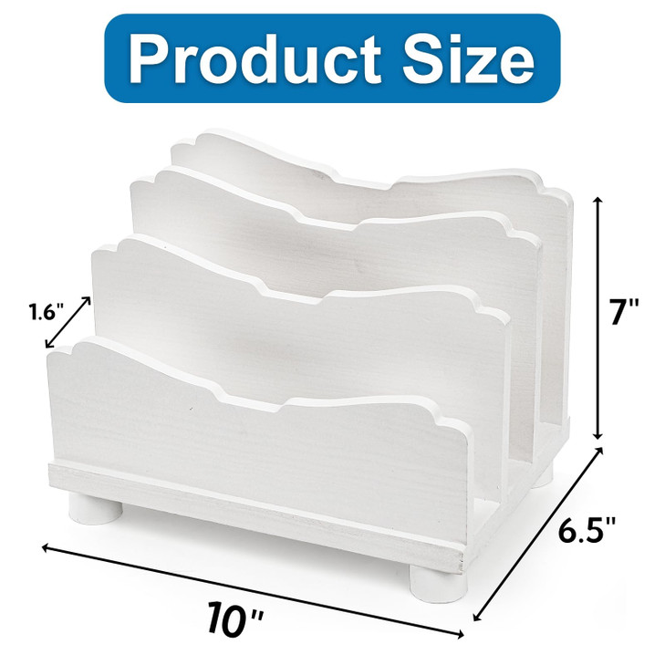 Eorbow File Holder for Desk, 3 Slots Wood Folder Organizer Desktop, Sturdy Mail Sorter Countertop for Bills, Letters, Paper, Magazines, Documents, En