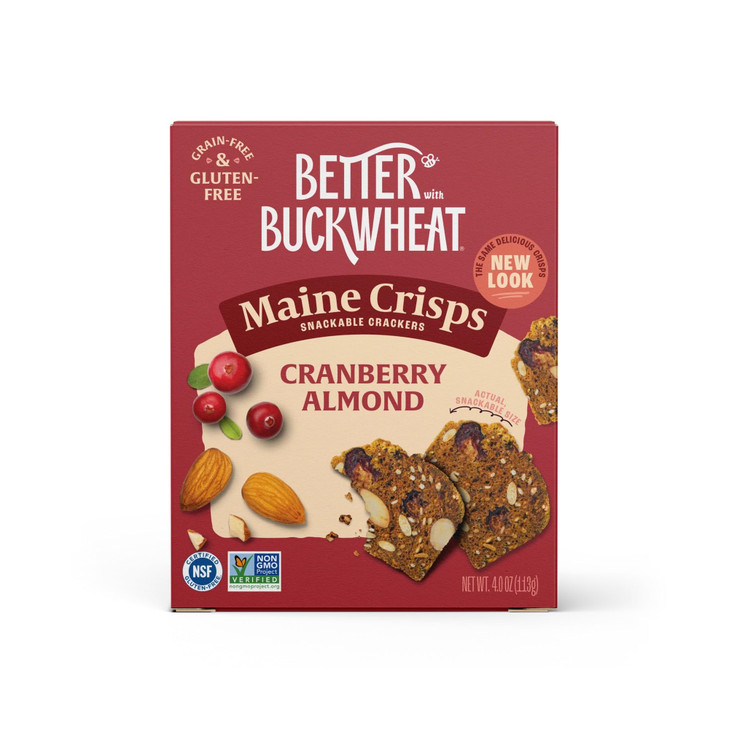 Maine Crisp Cranberry Almond Crisps - Gluten-Free Crackers - Snack Crackers, Grain-Free, Non-GMO - Sweet & Savory Flavor, For Cheese Boards, Salad To