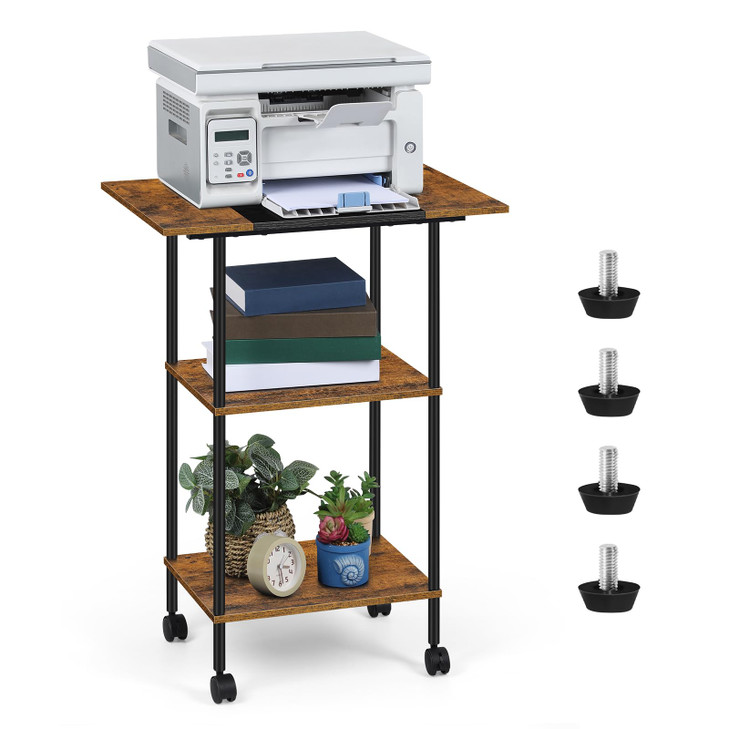 Shinoske Printer Stand with Storage,3 Tier Large Printer Table with Wheels for Home Office,Rolling Cart with Storage Shelf,for 3D Printer,Scanner Fax