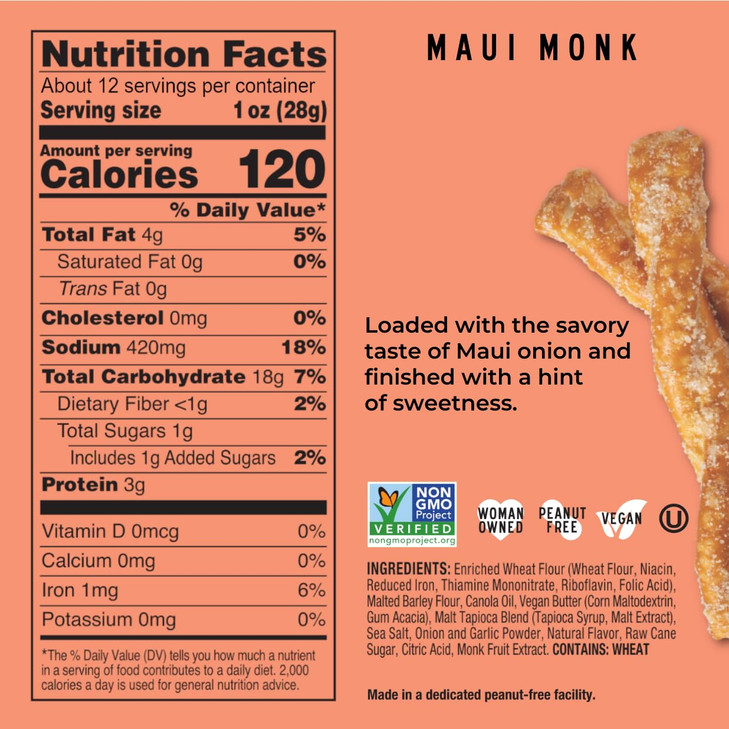 Stellar Snacks Pretzel Braids, Maui Monk, 12 Oz Bag - Vegan, Kosher, Non-GMO Rods, Twists, Sticks