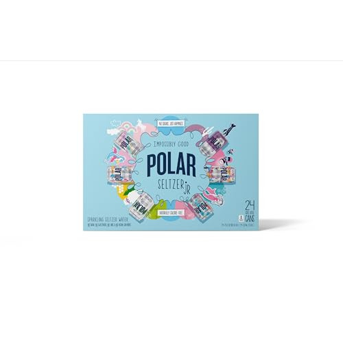 Polar Seltzer Jr Variety Pack, 7.5 fl oz Cans, Pack of 24 Six Flavors, Mini Cans, No Sugar, No Sweeteners