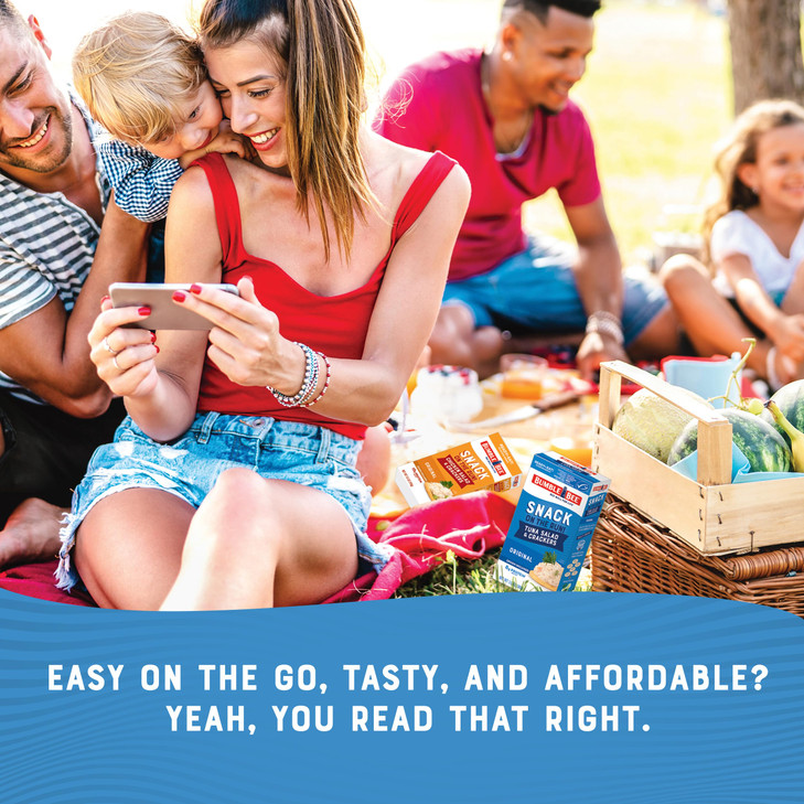 Bumble Bee Snack On The Run Everything Bagel Seasoning Tuna Salad with Crackers Kit (Pack of 12) - Ready to Eat Protein Snack Pack - 8g Protein per B