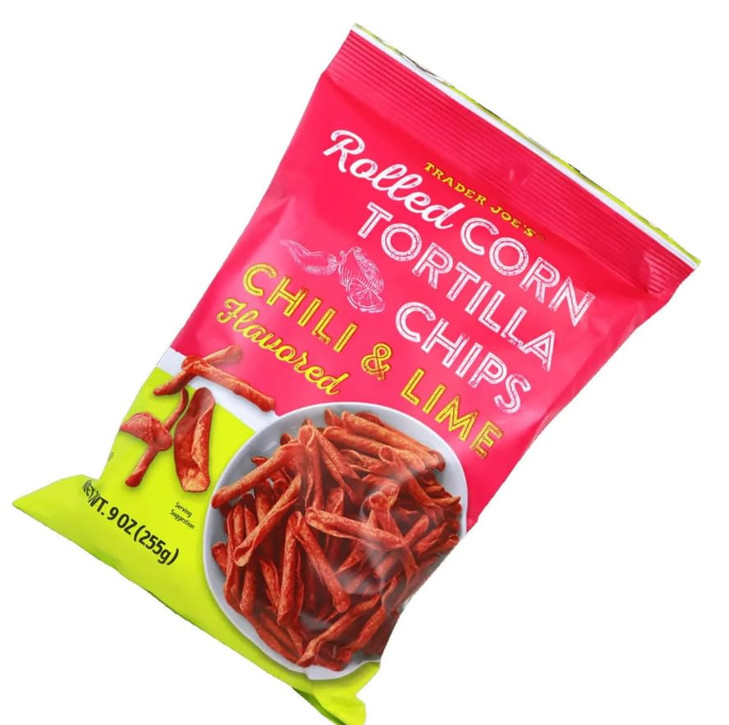 Trader Joe's Rolled Corn Tortilla Chips, Chili & Lime Flavored, 2 Pack