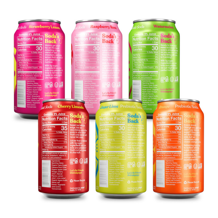 Poppi Sparkling Prebiotic Soda Beverage with Apple Cider Vinegar, Seltzer Water and Fruit Juice, Fun Favorites Variety Pack, 12 Fl Oz, Pack of 12, Pa