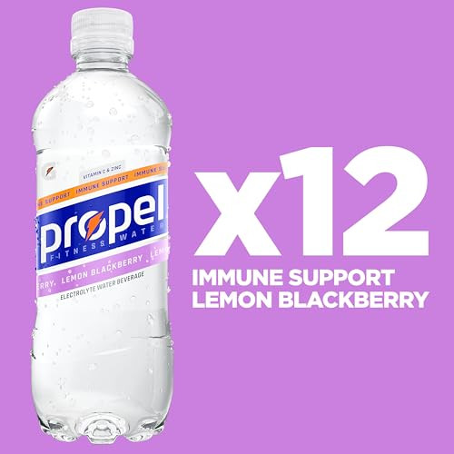 Propel Immune Support Electrolyte Enhanced Water Sports Drink, Lemon Blackberry Flavored Water, 100% DV Vitamin C + Zinc, Zero Calorie & Zero Sugar H