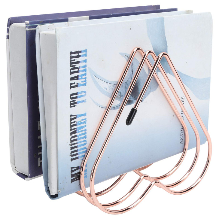 Acouto Desk Book Storage Rack Telescopic Files Folder Stand Organizer Craft Supplies DecorationRose Gold ThisRetractable Heart Shaped Ebook Shelf Has