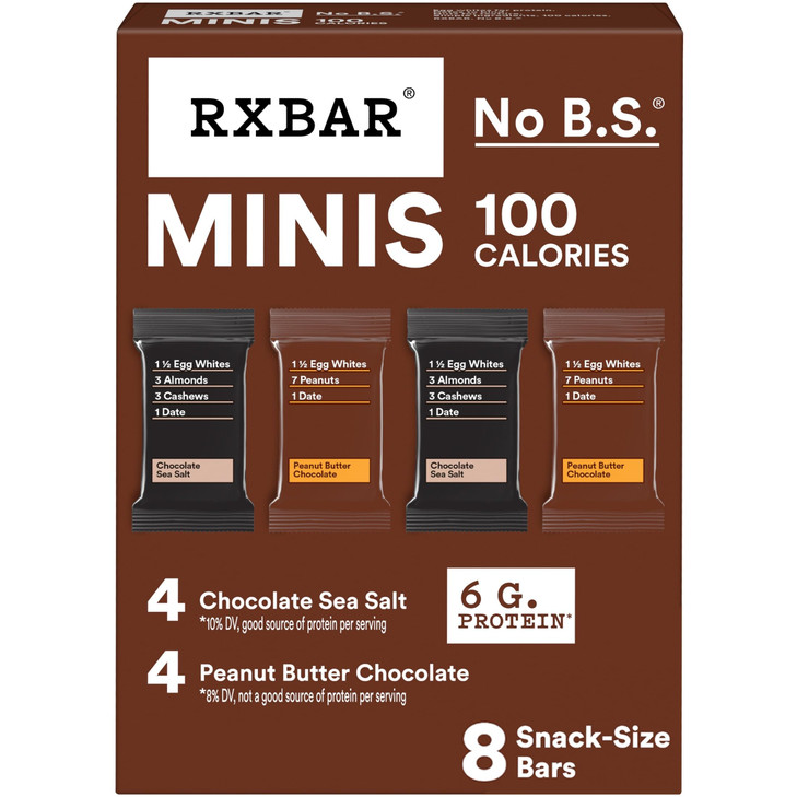 RXBAR Minis Protein Bars, Protein Snack, Snack Bars, Variety Pack, 7.3oz Box (8 Count)