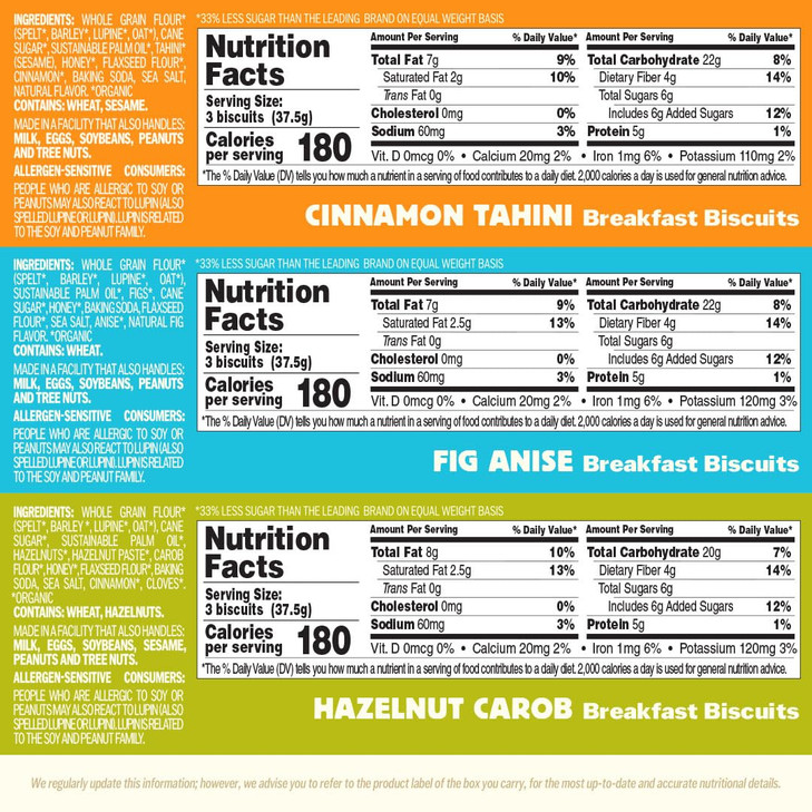 Olyra Organic Breakfast Biscuits - Variety Pack - Healthy Snacks for Adults - Office Snacks - Healthy Cookies - High Fiber Snack - Natural Energy Bre