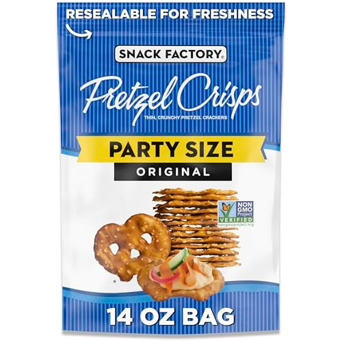 Snack Factory Original Pretzel Crisps, Non-GMO, 14 oz Party Size Bag