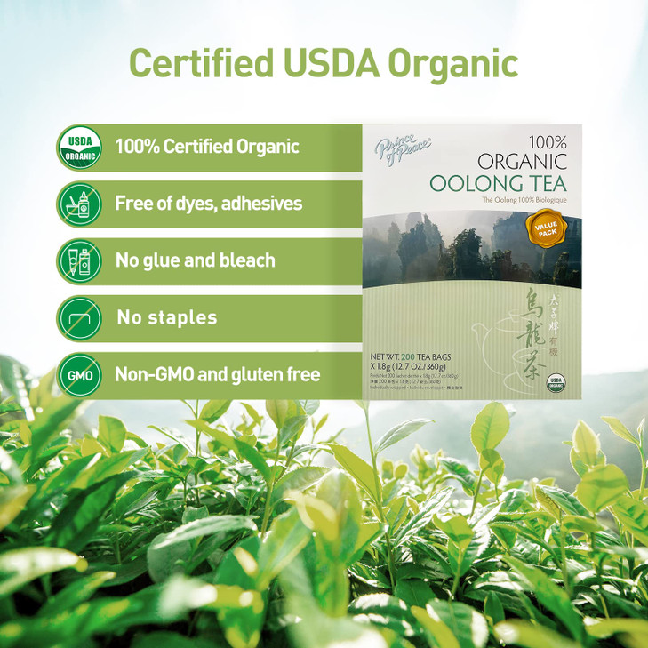 Prince of Peace 100% Organic Oolong Tea, BEST VALUE Family Size, 200 Tea Bags