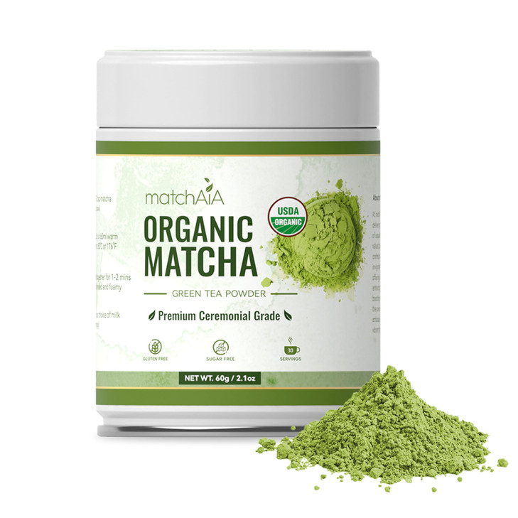 MatchAiA Organic Ceremonial Matcha Green Tea Powder - Premium Ceremonial Grade, First Spring Harvest, USDA Certified, 100% Pure - Sugar Free, Gluten