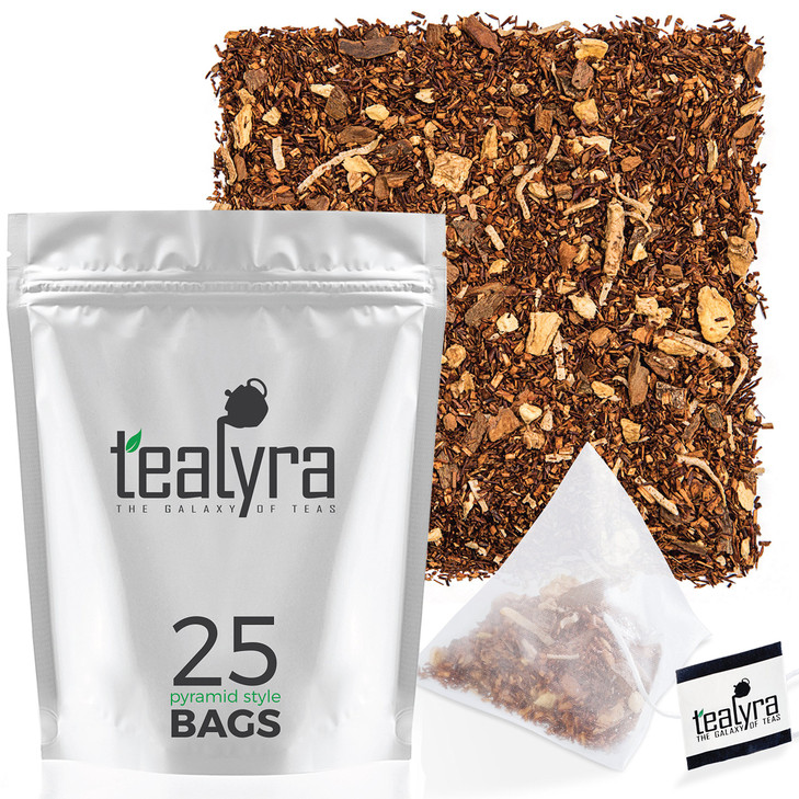 Tealyra - Rooibos Coconut Vanilla Chai - 25 Bags - Ginger Cinnamon - Red Bush Rooibos Herbal Loose Leaf Tea - Antioxidants Rich - Caffeine-Free - Pyr
