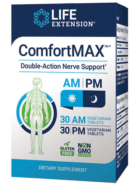 Life Extension ComfortMAX, honokiol and Pea for Nerve Support & discomfort Relief, Gluten-Free, Non-GMO, Vegetarian, 60 Tablets