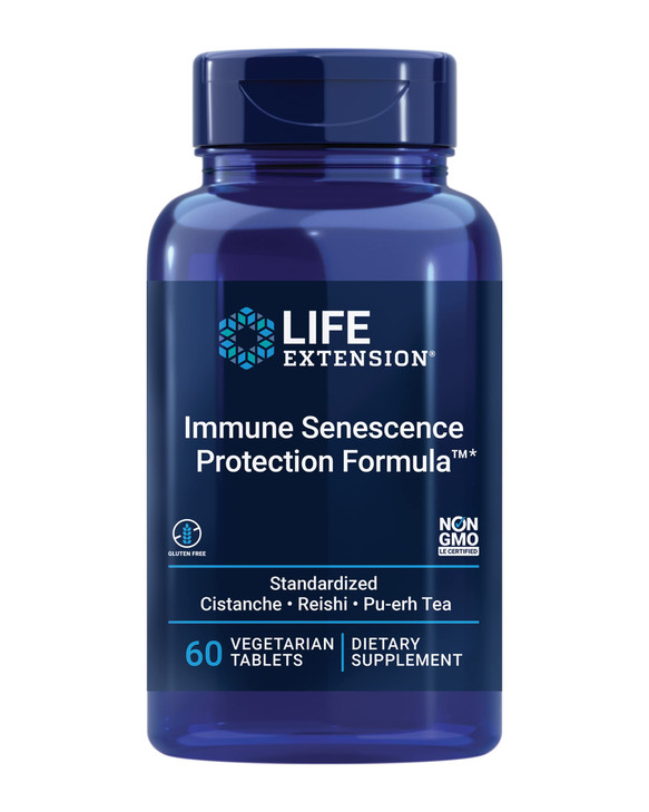 Life Extension Immune Senescence Formula Standardized Cistanche Reishi PU-ERH Tea, 60 Vegetarian Tablets