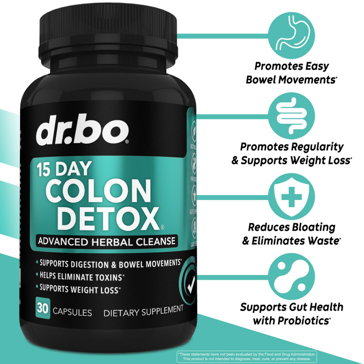 Colon Cleanser Detox for Weight Flush - 15 Day Intestinal Cleanse Pills & Probiotic - Fast Natural Laxative for Constipation Relief - Bowel Movement