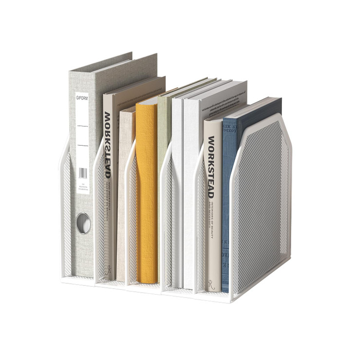 FANXIYQ Vertical File Organizer for Desk - Metal Mesh File Holder with 5 Compartments, File Folder Rack & Document Storage Stand, File Sorter for Off