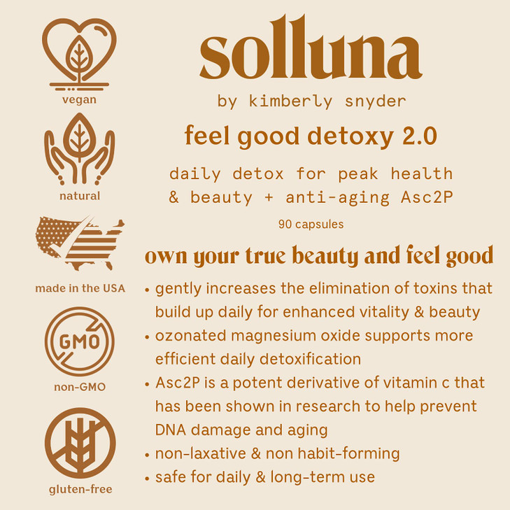 Solluna by Kimberly Snyder Oxygenated Magnesium Colon Cleanse with Asc2P  Gentle Detoxification and Bloating Relief  Fast Acting, Non-Laxative Deto