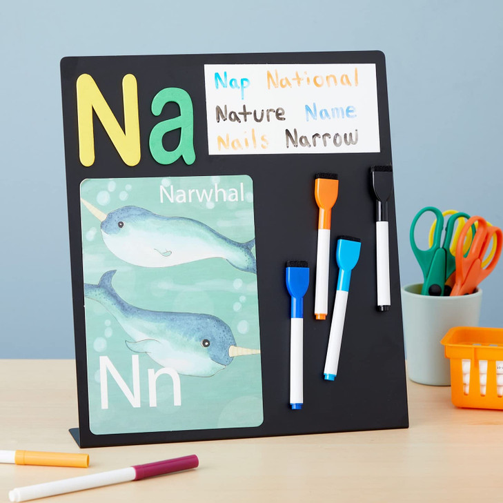 Juvale Magnet Board - Black, 12.6 x 11 x 2.6 in - Standing Magnetic Board for Desk & Wall - Magnetic Display for Memos, Photos & Documents