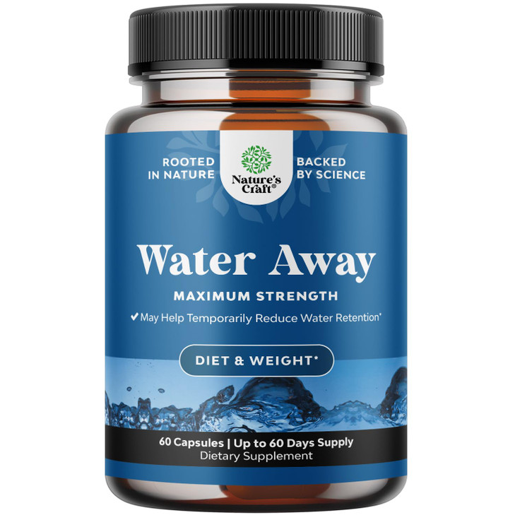 Water Away Herbal Diuretic Pills High Strength - Fluid Retention Supplement with Dandelion Leaf Extract & Green Tea for Bloating Relief for Women & M