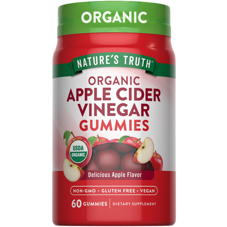 Nature's Truth Organic Apple Cider Vinegar Gummies | 60 Count | Vegan, Gluten Free & Non-GMO Supplement | USDA Organic | Apple Flavor