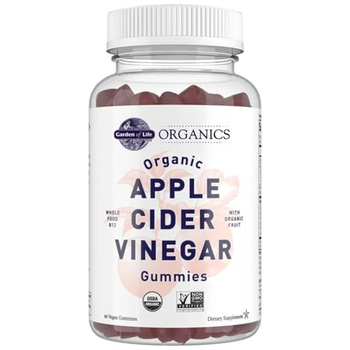 Garden of Life Apple Cider Vinegar Gummies USDA Organic ACV Gummy Vitamins Made with Real Fruit Blend, Whole Food Vitamin B12 - Vegan, Gluten Free, N