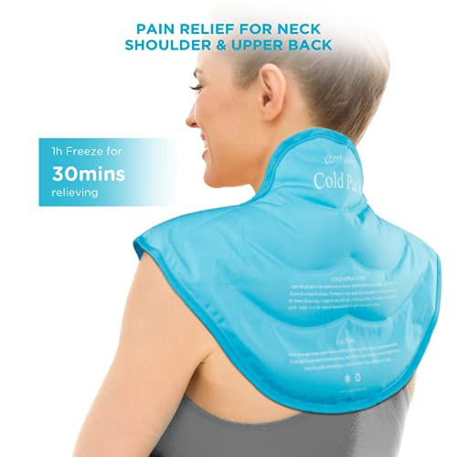 Comfytemp Ice Pack for Neck Shoulders Pain Relief, Resuable Large Gel Shoulder Cooling Wrap for Upper Back, Cold Compress Therapy for Cervical Injuri