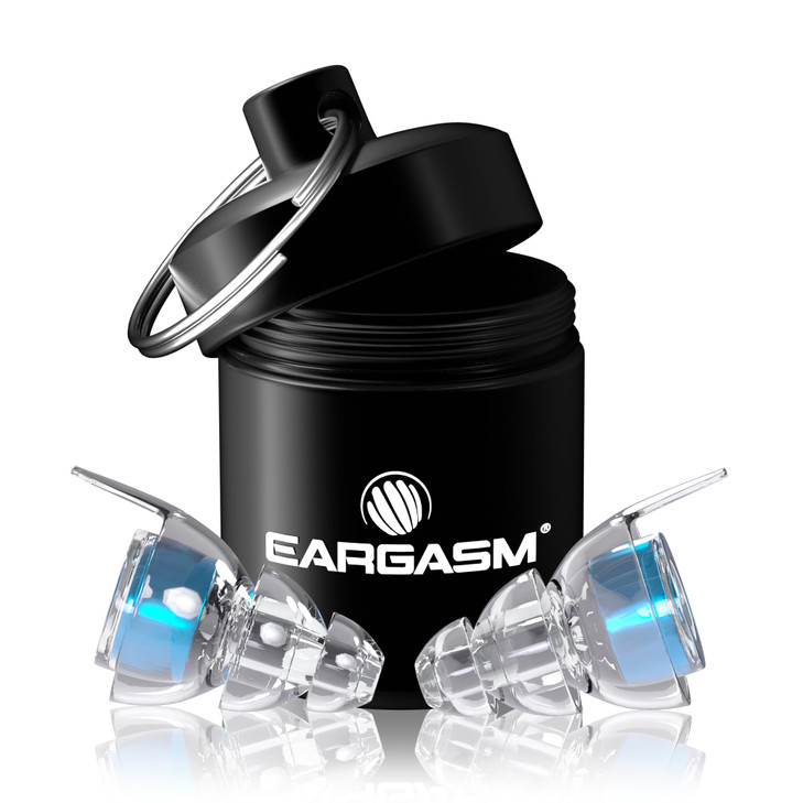 Eargasm High Fidelity Earplugs with Blue Filters - Reusable Noise Reduction Hearing Protection Ear-Plugs with Carrying Case for Concerts, Festivals,