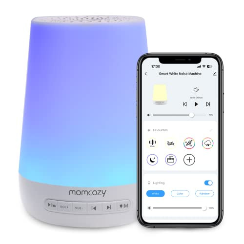Baby Sound Machine, Momcozy White Noise Machine for Baby Sleeping with Night Light, Toddler Sleep Trainer 34 Soothing Sleep Sounds, Timer, App Remote