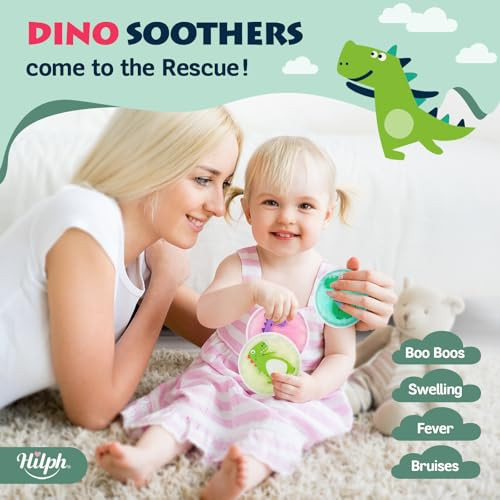 Hilph Kids Ice Packs for Boo Boos - FSA Eligible HSA, 3 Pack Dinosaur Ice Packs for Toddlers & Children Injuries Reusable, Soft Small Gel Hot & Cold