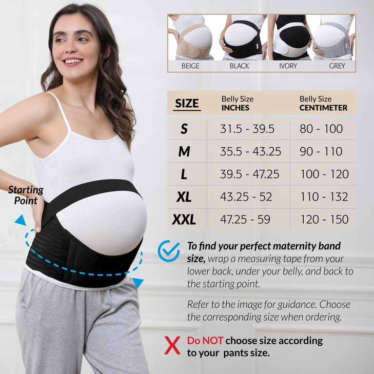 NeoTech Care Pregnancy Belly Band Maternity Belt, Back/Abdomen/Waist/Pelvis Support (Size XXL, Black Color)