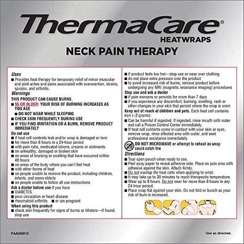 ThermaCare Heat Wraps for Neck & Shoulder Pain Relief, Portable Adhesive Heating Pads with 16-Hour Therapeutic Heat, Drug-Free Muscle & Joint Soothin