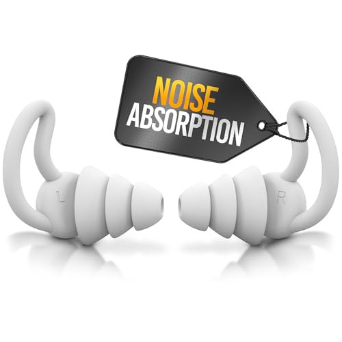 Reusable Ear Plugs for Sleeping - Noise Canceling Silicone Earplugs for Sleep, Reduce 40 dB, White Earplugs for Musicians Hearing Protection, Durable