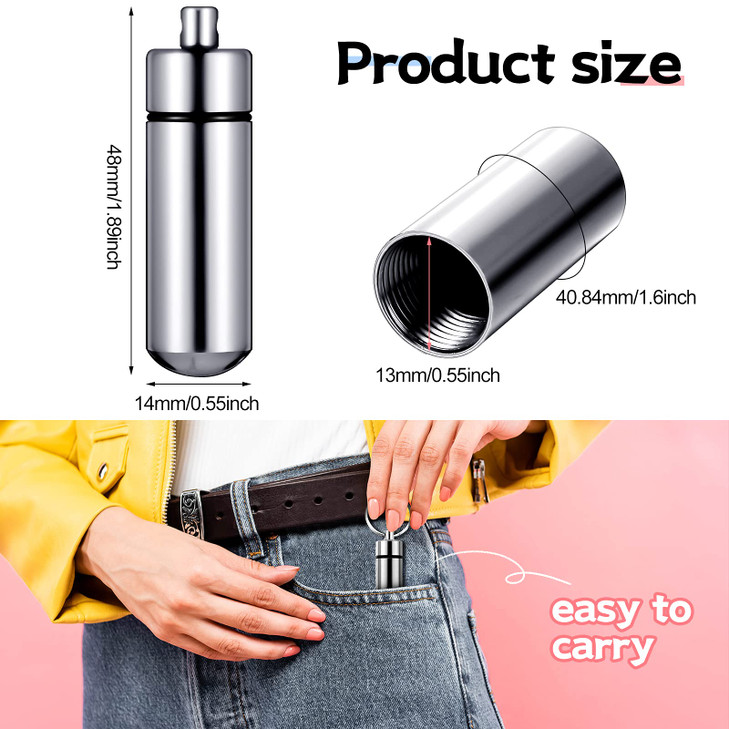 Patelai 12 Pcs Portable Keychain Pill Holder Mini Pocket Pill Case for Men Women Aluminum Geocache Containers Waterproof Metal Medicine Bottle Organi