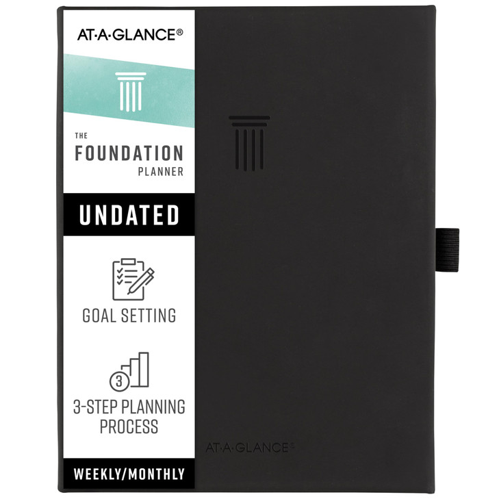 AT-A-GLANCE Foundation Planner, Undated Inspiration Journal, Set Goals, Track Progress, Create Habits, Weekly & Monthly, Small, 5-3/4" x 8-1/4", Blac