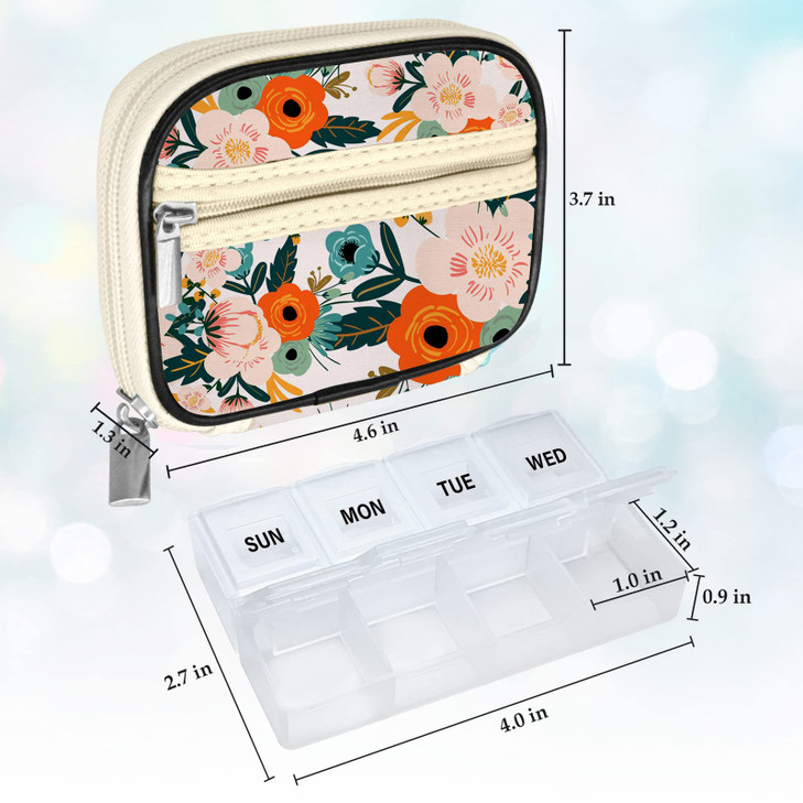 Serfeymi Weekly Travel Pill Organizer Case for Purse with Removable 7 Day Pill Box, Fashionable Pill Container for Medicine, Vitamin, Supplement - Bl
