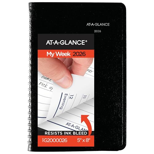 AT-A-GLANCE 2026 Appointment Book Planner, Weekly, 5" x 8", Small, DayMinder, Black (G2000026)