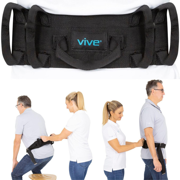 Vive Gait Belt (300lbs) Transfer Belt with Handles - Medical Nursing Safety Patient Assist - Bariatric, Elderly, Handicap, Physical Therapy - PT Gate