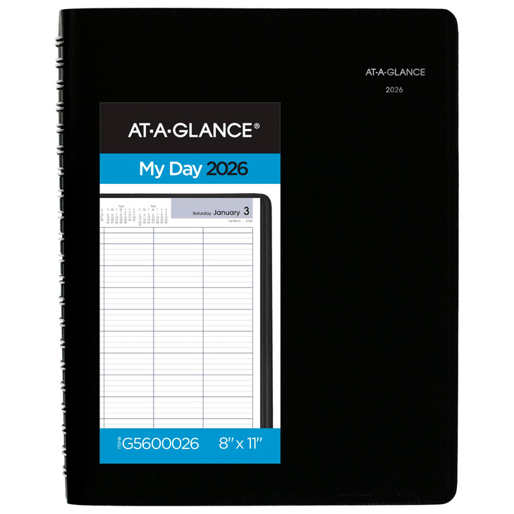 AT-A-GLANCE 2026 Appointment Book Planner, Daily, Four Person Group Planner, 8" x 11", Large, Quarter-Hourly, DayMinder, Black (G5600026)