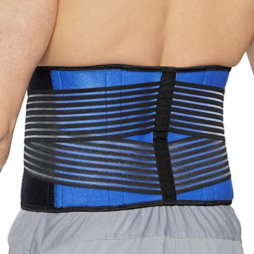 NeoTech Care Neoprene Back Brace for Men or Women - Adjustable & Breathable Lumbar Support Belt for Lower Back Pain (Blue, Size XXXL)