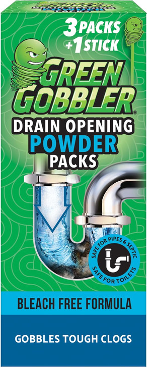 Green Gobbler DRAIN OPENER PACS | Hair Clog Remover | Toilet Clog Remover | Sinks & Tub Drain Cleaner