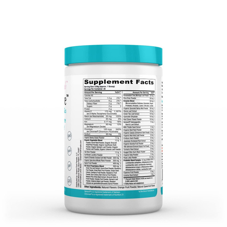 Greens First MenoSolve Plus Probiotics Powder - Natural Relief for Menopause Symptoms - Non-GMO/Dairy-Free/Soy-Free - with Red Clover Flower, Magnesi