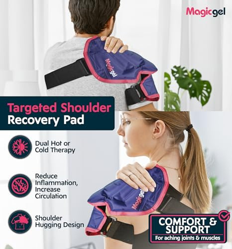 Magic Gel Ice Pack | Reusable, Flexible & Long Lasting for Rotator Cuff Injuries, Bursitis and Swelling | Hot or Cold Therapy Compression Wrap for Le