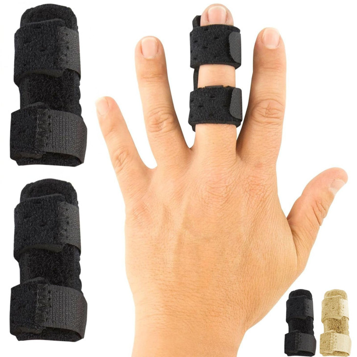 Vive Finger Splint (2 Pack) - Universal Finger Straightener - Broken and Trigger Finger Splints - Finger Brace for Arthritis pain and Support - Sprai