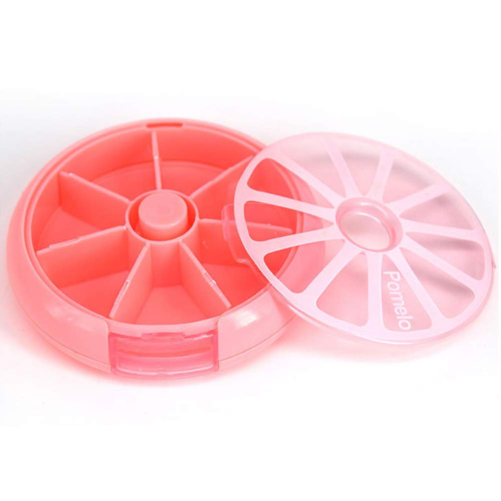 Weekly Pill Organizer 7 Day 3 Times a Day INVODA Large Daily Pill Cases for Pills Vitamin Fish Oil Supplements Container (Pomelo+Light Grey Bag)