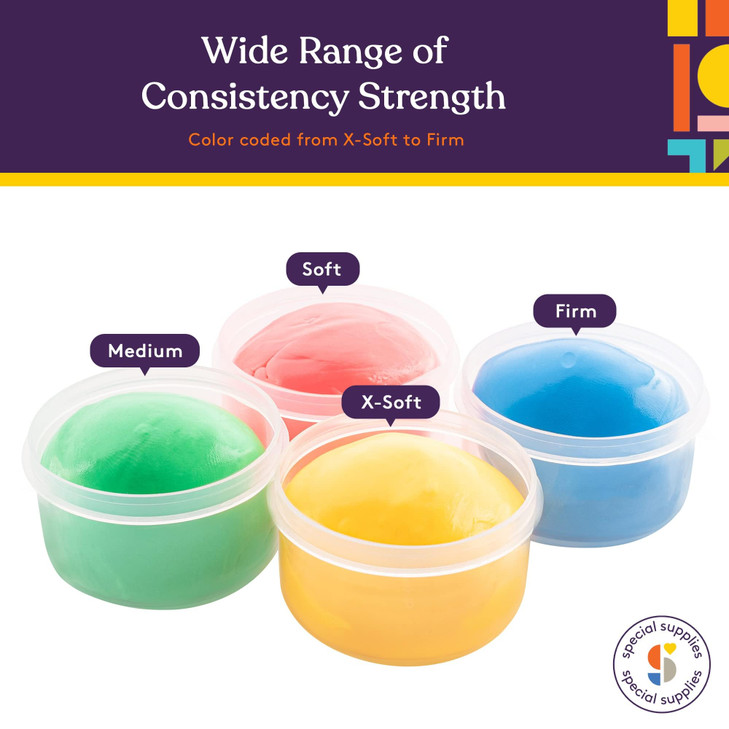 Special Supplies Therapy Putty for Teens and Adults - Resistive Hand Exercise Stress Relief Therapy Putty Kit, Set of 4 Strengths, Three Ounces of Ea