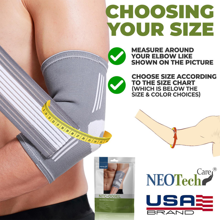 NeoTech Care Elbow Support Brace (Gray, Size M, 1 Unit)